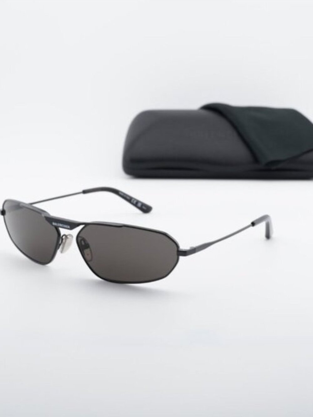 Balenciaga BB0245S 001 Geometric Sunglasses - Grey/Grey